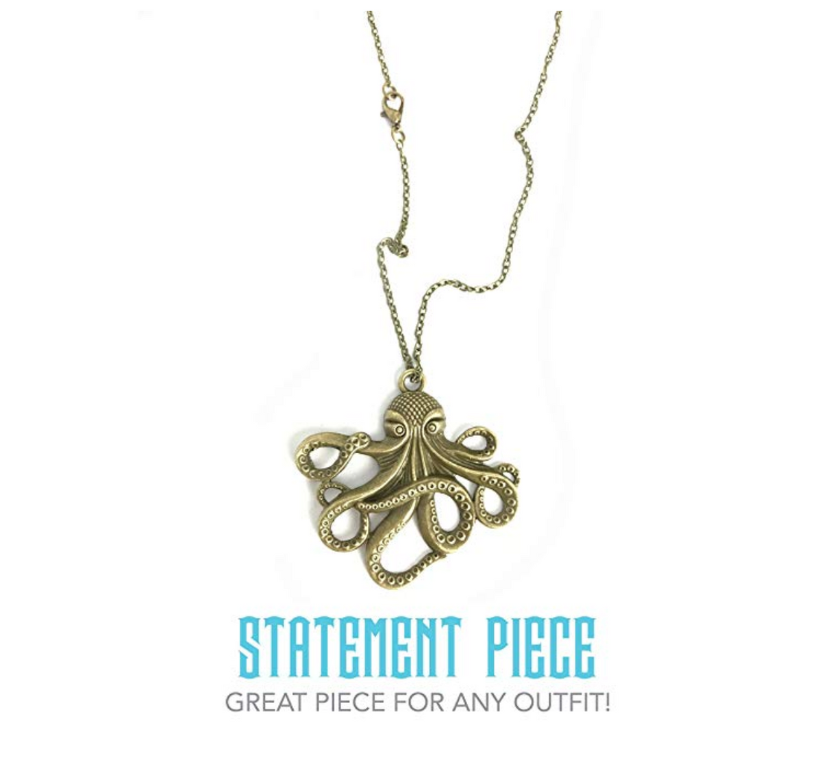Octopus Necklace Steampunk Nautical Gothic Tentacle Pendant Silver or Bronze