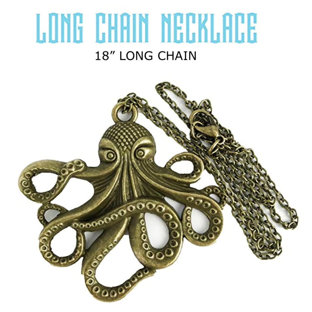 Octopus Necklace Steampunk Nautical Gothic Tentacle Pendant Silver or Bronze