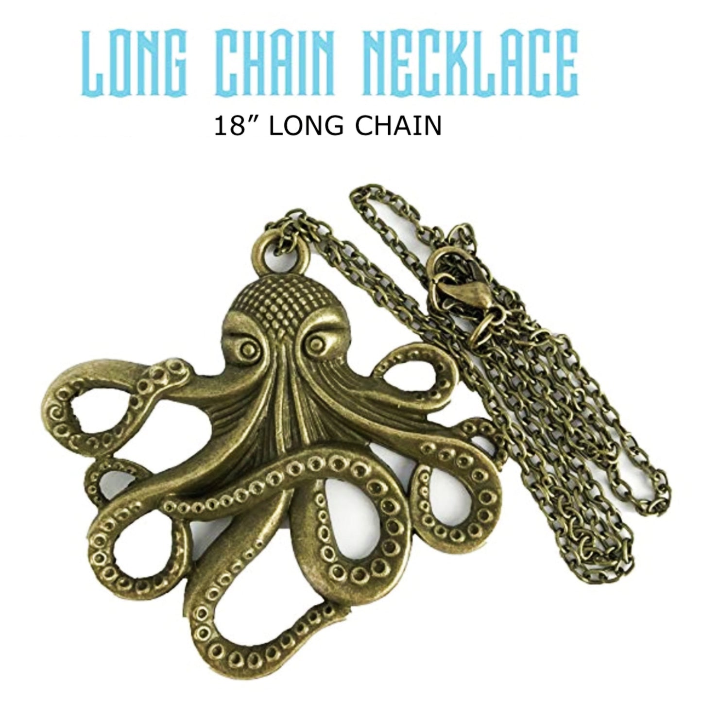 Octopus Necklace Steampunk Nautical Gothic Tentacle Pendant Silver or Bronze