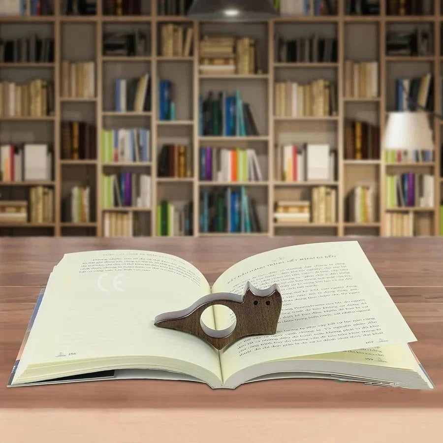 Cute Wooden Cat Dog Bookmark, Animal Book Page Holder Ring, Student Reading Accessories Page Marker Stationery Gift