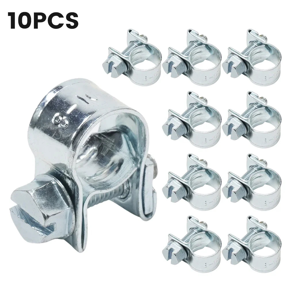 10pcs Stainless Steel Hose Clamp Set | Secure Pipe and Fuel Line Clips