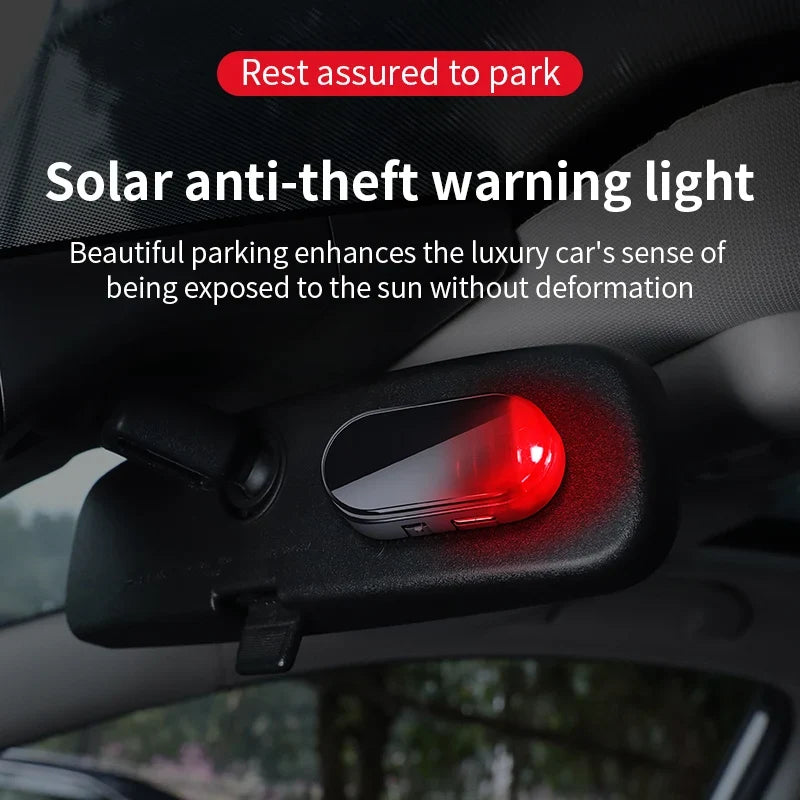 Solar Powered Car Warning Flashing Light | Universal Simulation Anti-Theft LED Decorative Light