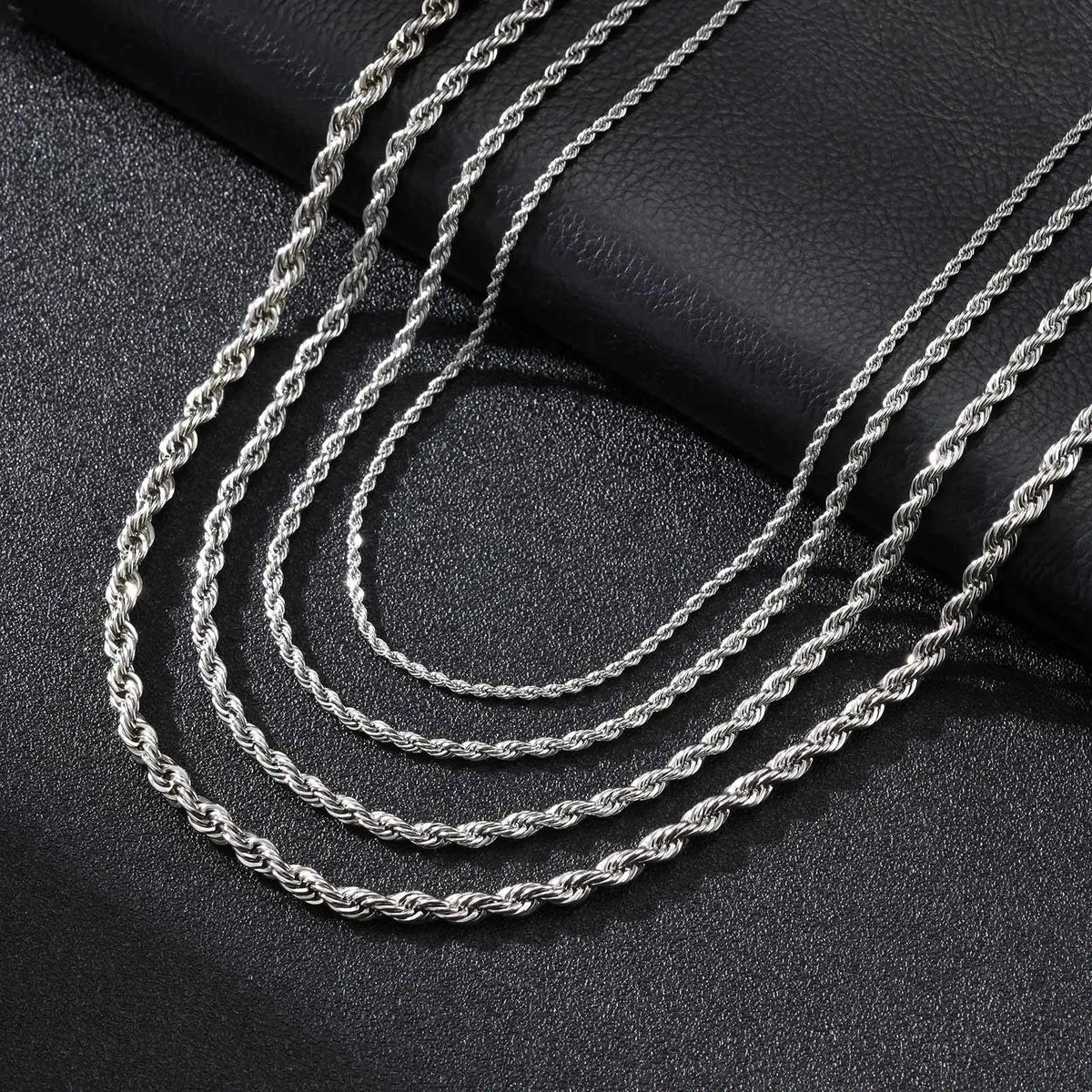 Vnox Twist Rope Chain Necklace for Men Women | Waterproof Stainless Steel Unisex Chain