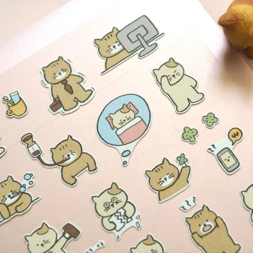 Korean Cat Daily Life Sticker Pack | Scrapbooking and Journal Decor