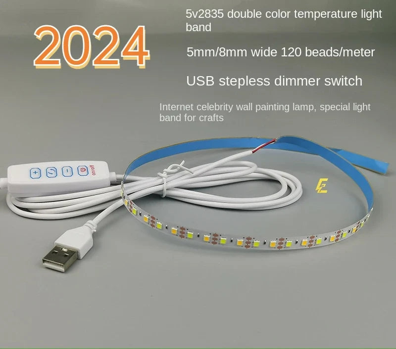 5V USB Light Painting Strip | Two-Color Temperature LED with Stepless Dimming