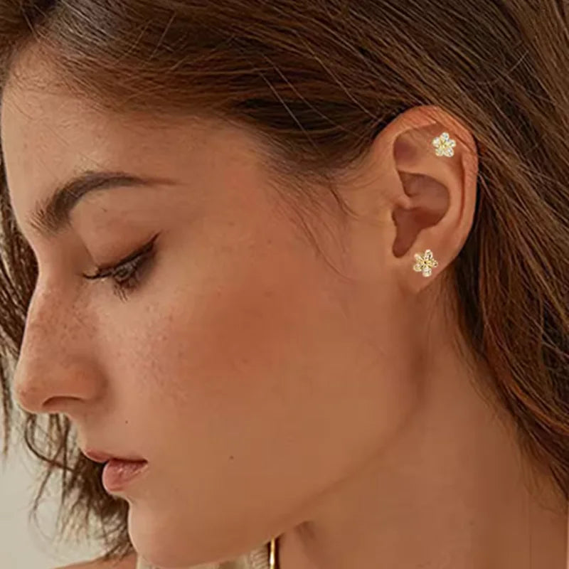 Heart Stud Earrings | Screw Back Cartilage Earrings for Women