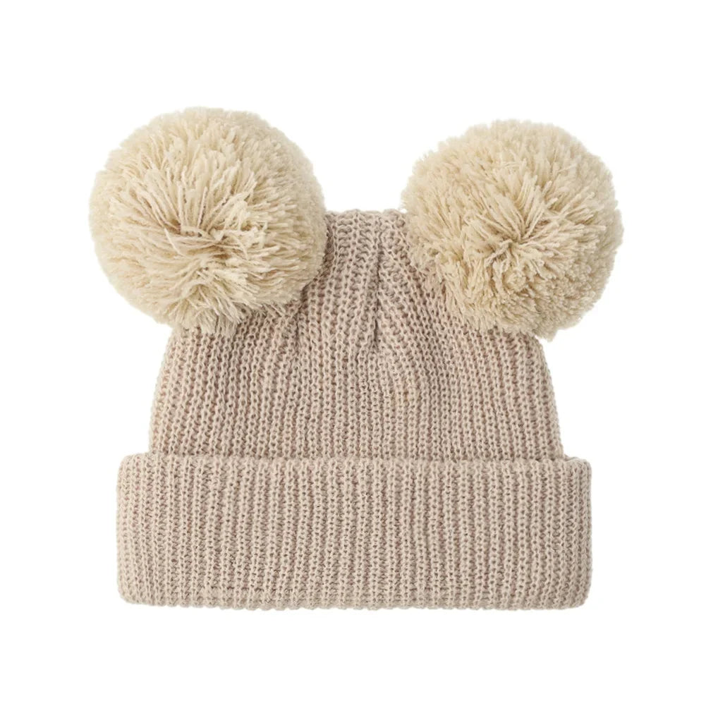 0-12M Solid Knitted Cute Pom Pom Cap | Newborn Baby Turban Hat