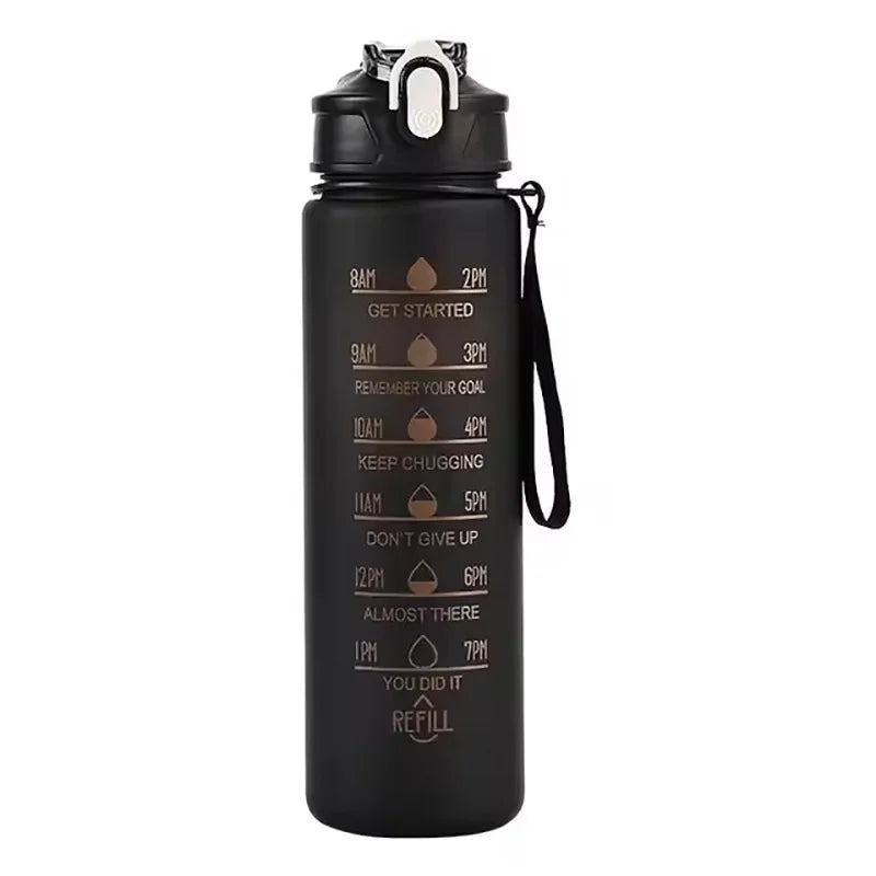900ml Sports Water Bottle with Time-Tracking Straw | Leak Proof and Locking Flip Cover