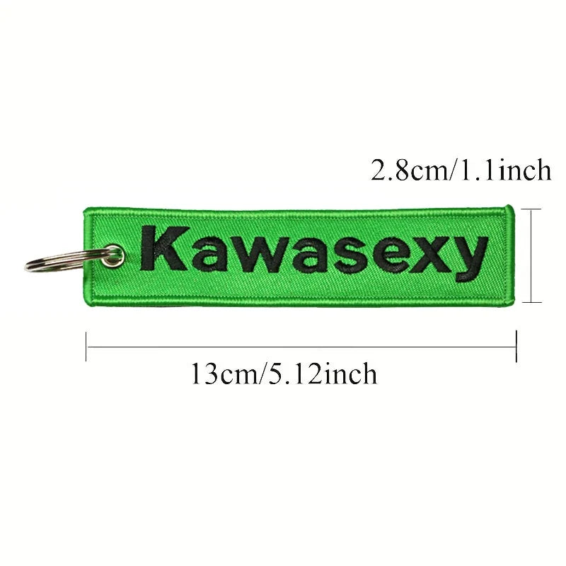 JDM Kawasexy Logo Keychain | Double-Sided Embroidery Motorcycle Key Ring