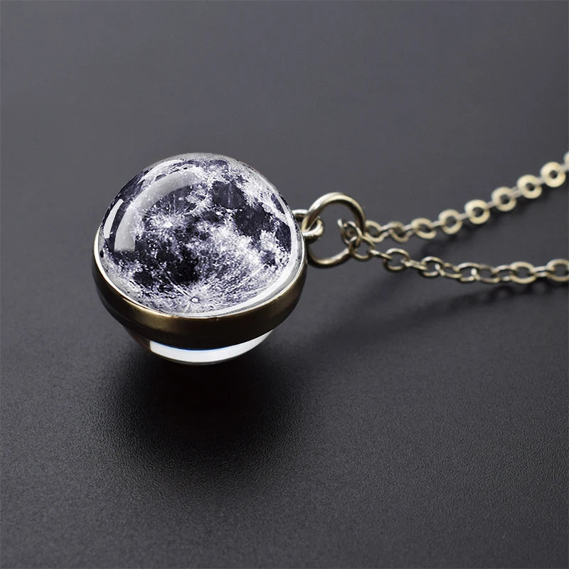 Solar System Glass Ball Pendant Necklace | Astronomy Galaxy Jewelry