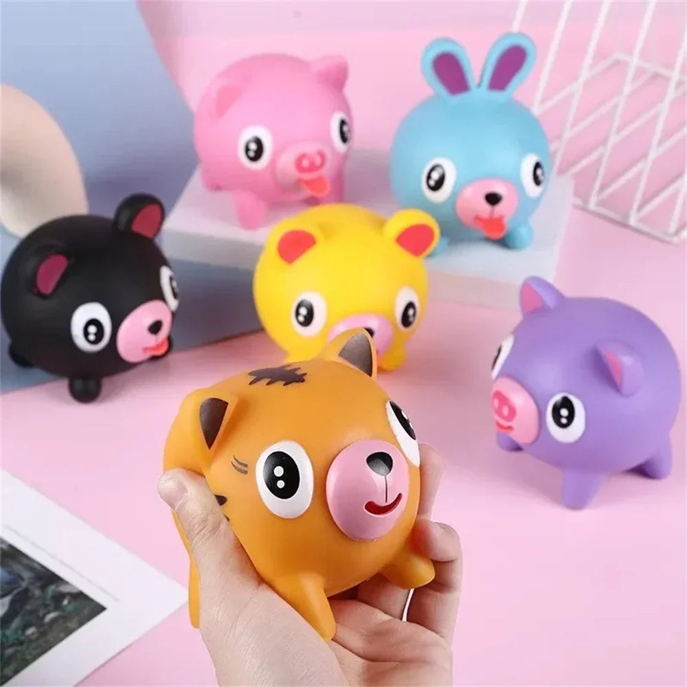 Screaming Pigs Squeeze Animal Ball | Squeaky Stress Relief Toy