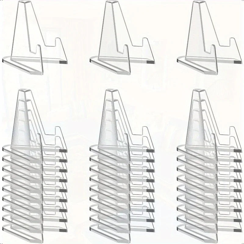 30PCS Acrylic Coin Display Stand Transparent Triangle Business Cards Photos Small Plates Shells Showing Holder For Household