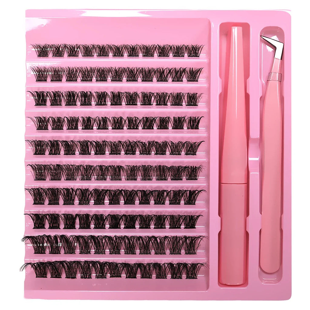 DIY Lash Clusters Extension Kit 110 Clusters Bond Individual Lashes Kit Cluster Lashes Wispy D Curling False Eyelash Clusters