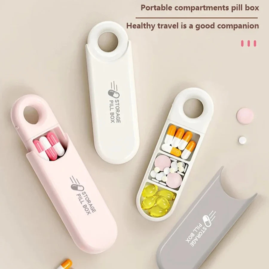 Portable 3-Compartment Pill Box | Travel Medicine Organizer