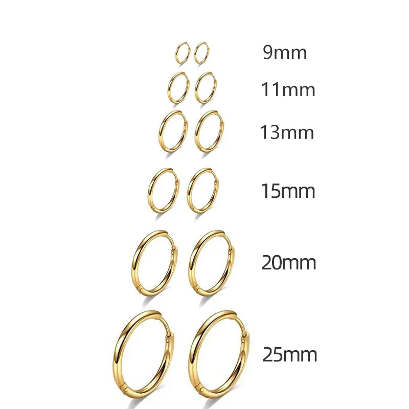 Gold Hoop Earrings for Women | Stainless Steel Round Huggies