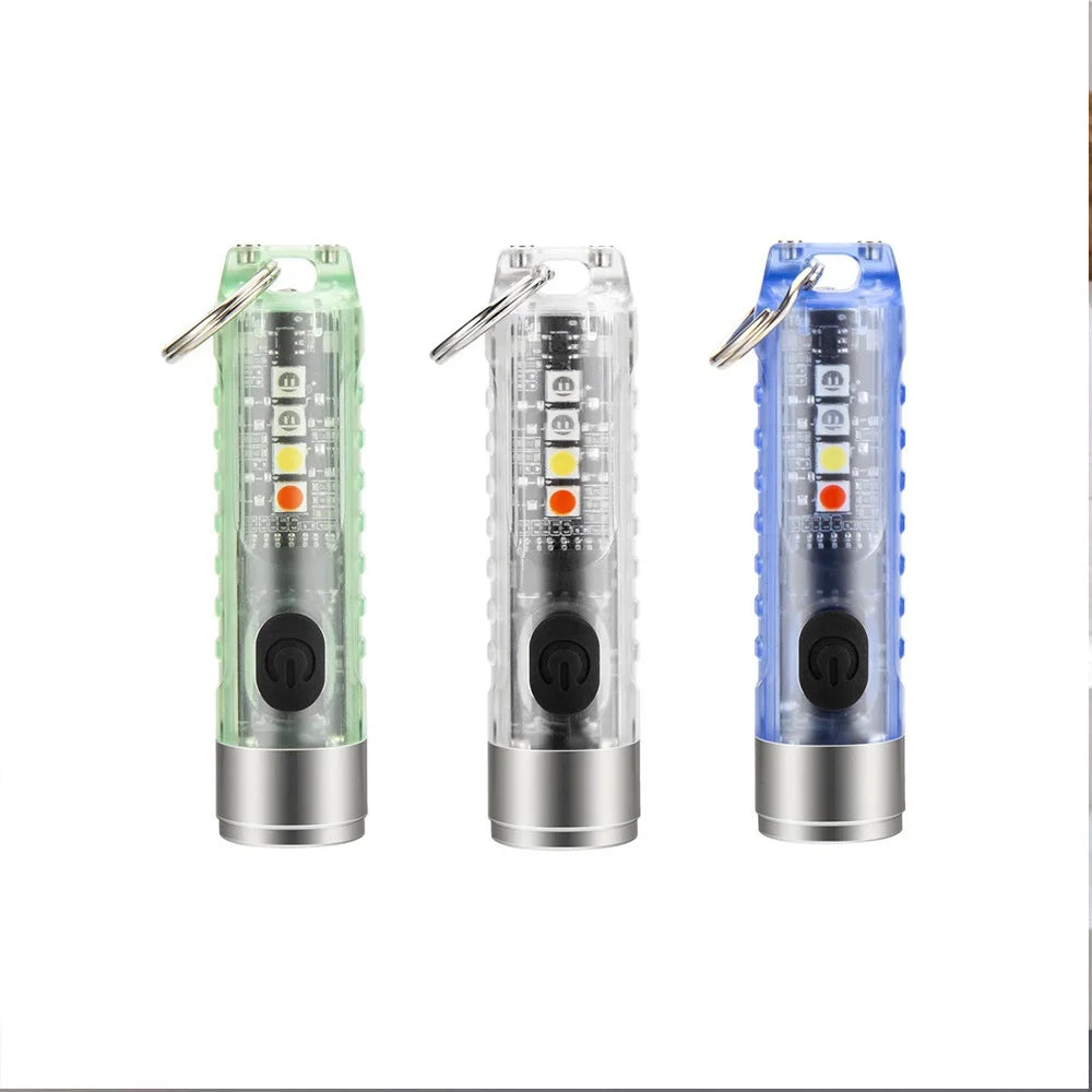Mini EDC LED Flashlight | Portable Keychain Light with Magnetic Base and USB Rechargeable UV Lamp