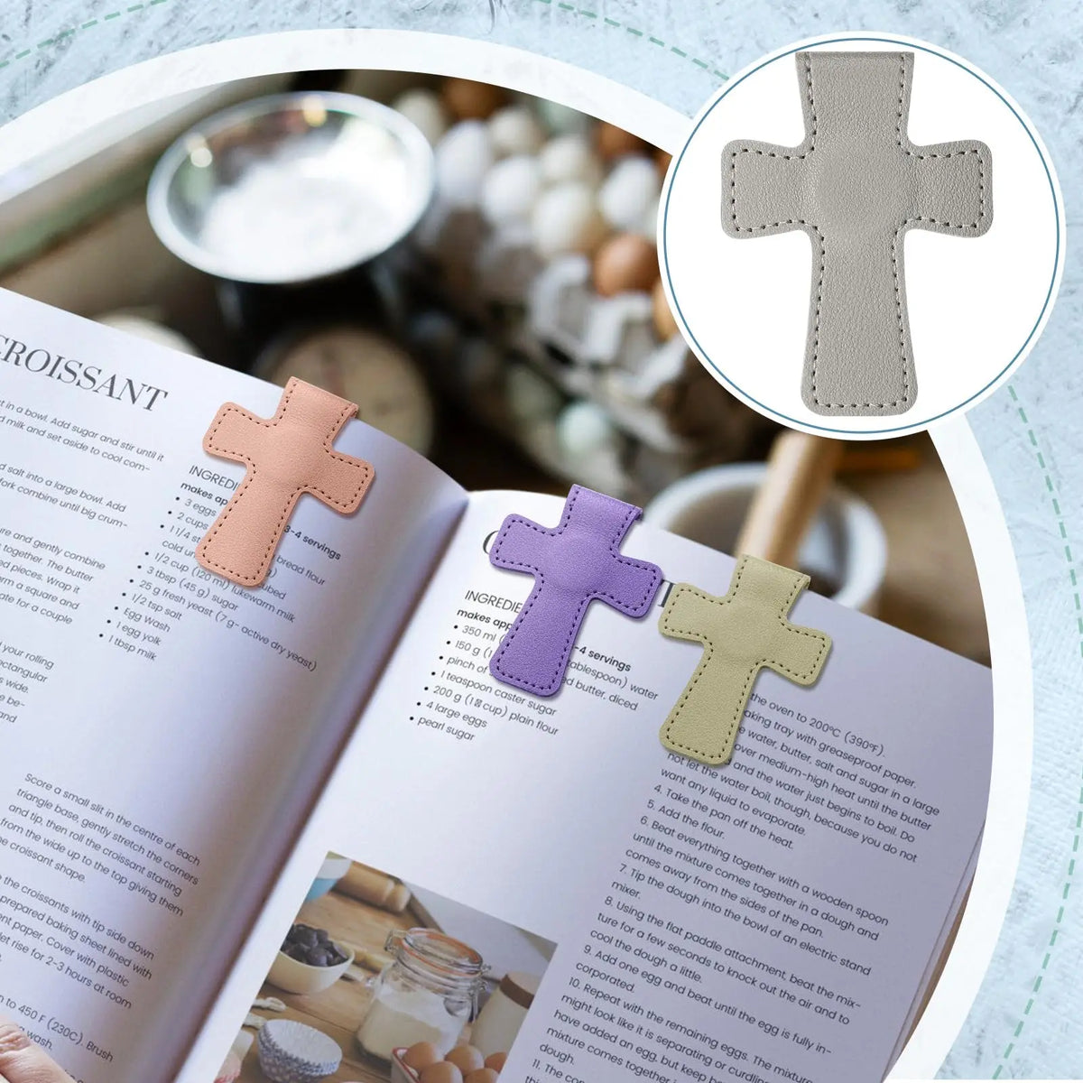 Cross Leather Magnetic Bookmark, Bookmark Page Marker Colorful Religious Cross Bookmark, Suitable for Students, Teachers, Book Lovers, Reading Supplies