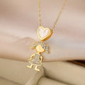 Luxury Gold-Plated Heart-Shaped Pendant Necklace for Boys And Girls Korean Trend Niche Anti Allergy Jewelry Gift