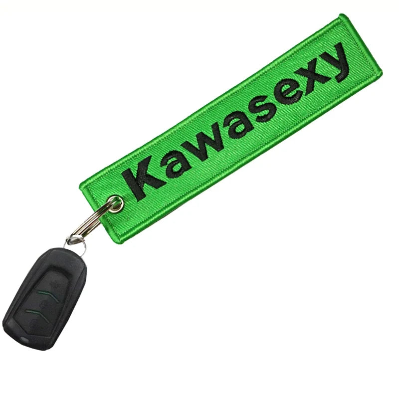 JDM Kawasexy Logo Keychain | Double-Sided Embroidery Motorcycle Key Ring