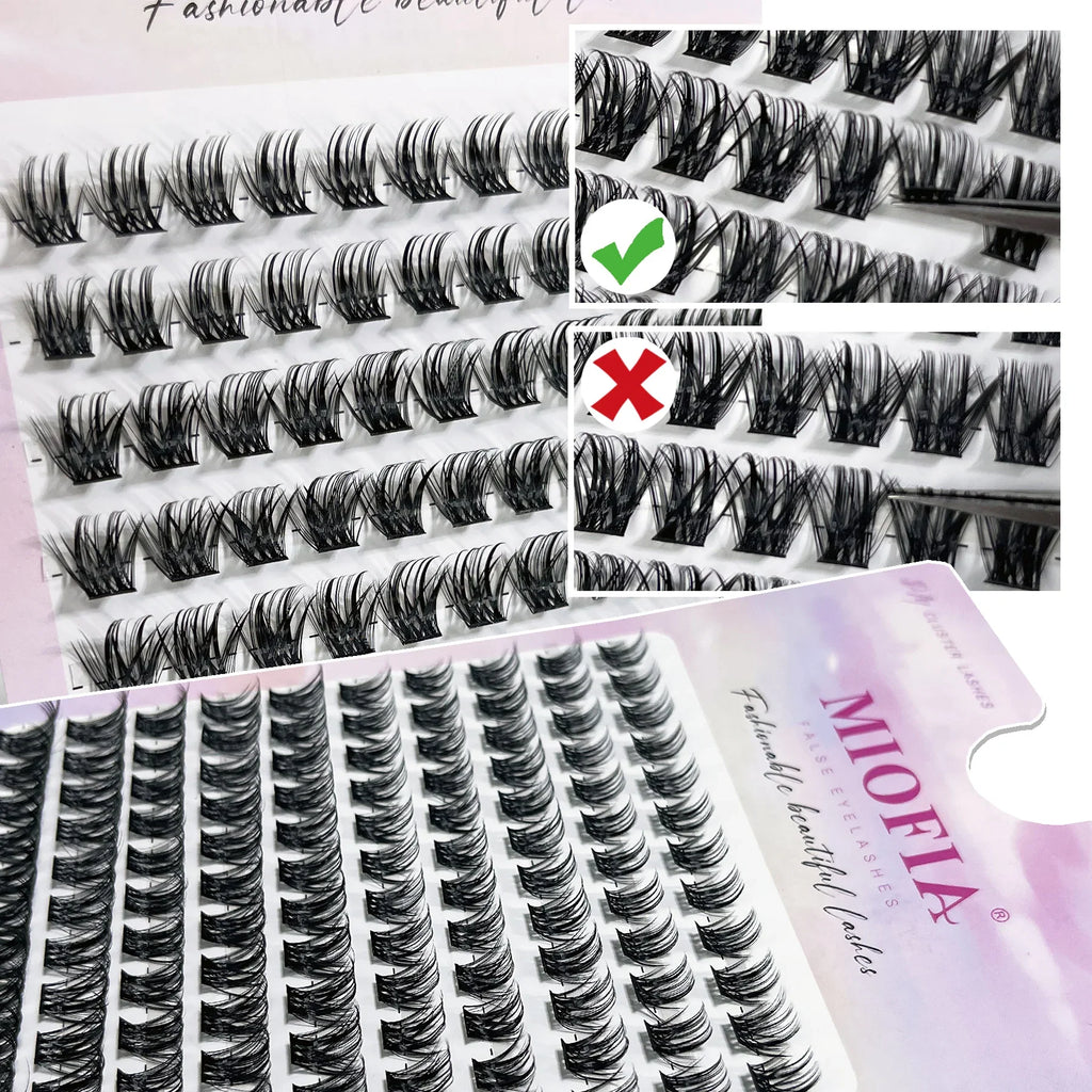 MIOFIA DIY Eyelash Clusters Fluffy Natural Anime Lashes 8-14mm Mixed Length Large capacity 3D Russian Volume Eyelash Extension