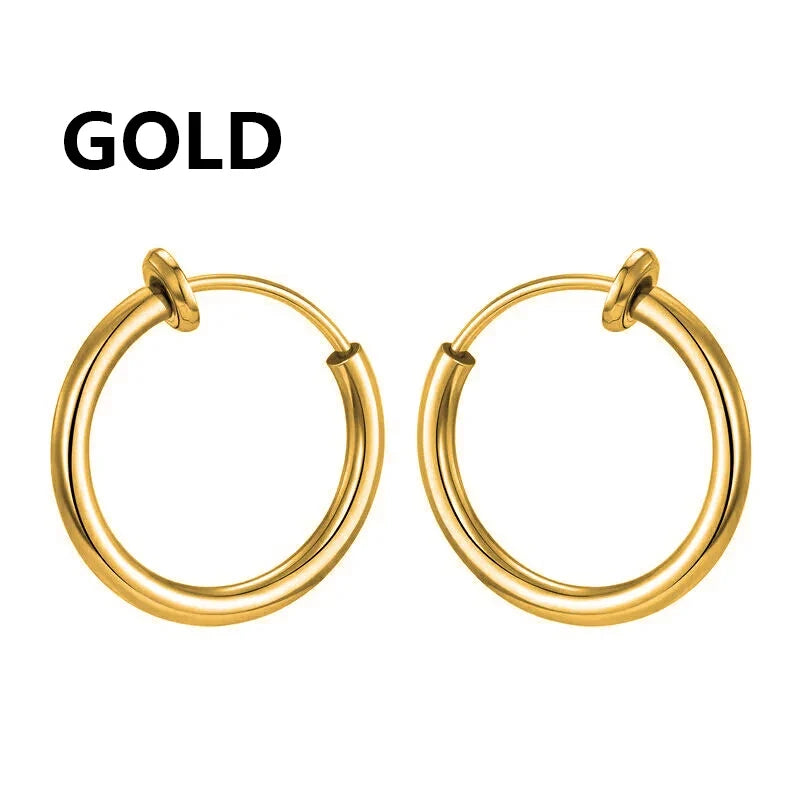 1 Pair Punk Stealth Clip On Earrings | No Hole Ear Cuff and Helix Ring Set