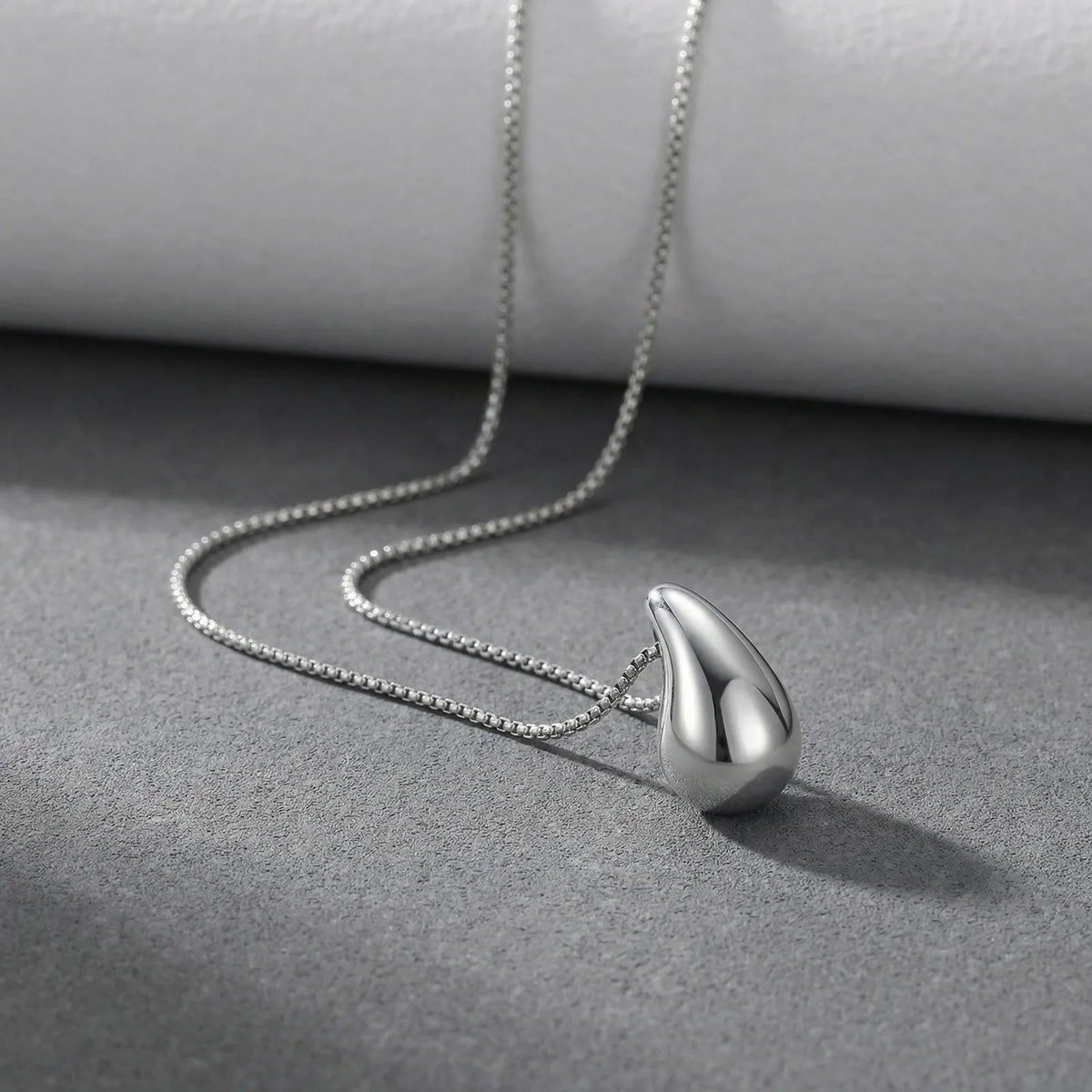 Fashion Waterdrop Pendant Necklace | Stainless Steel Snake Chain Jewelry Gift
