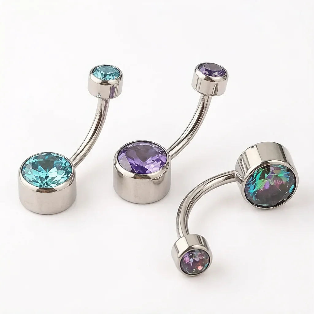 ASTM F136 Titanium Internally Threaded Navel Rings 10mm 12mm with round CZ Belly Button Rings Belly For Women Piercing Jewelry