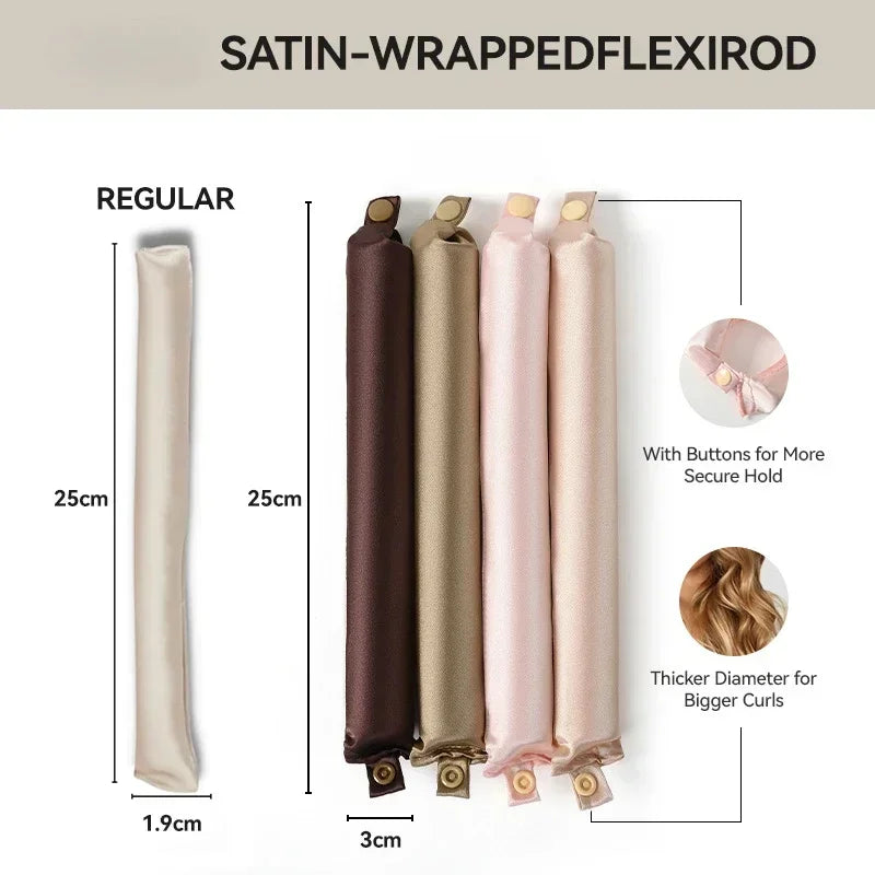 Satin Heatless Curling Rod Headband | No Heat Hair Curlers for Overnight Soft Curls