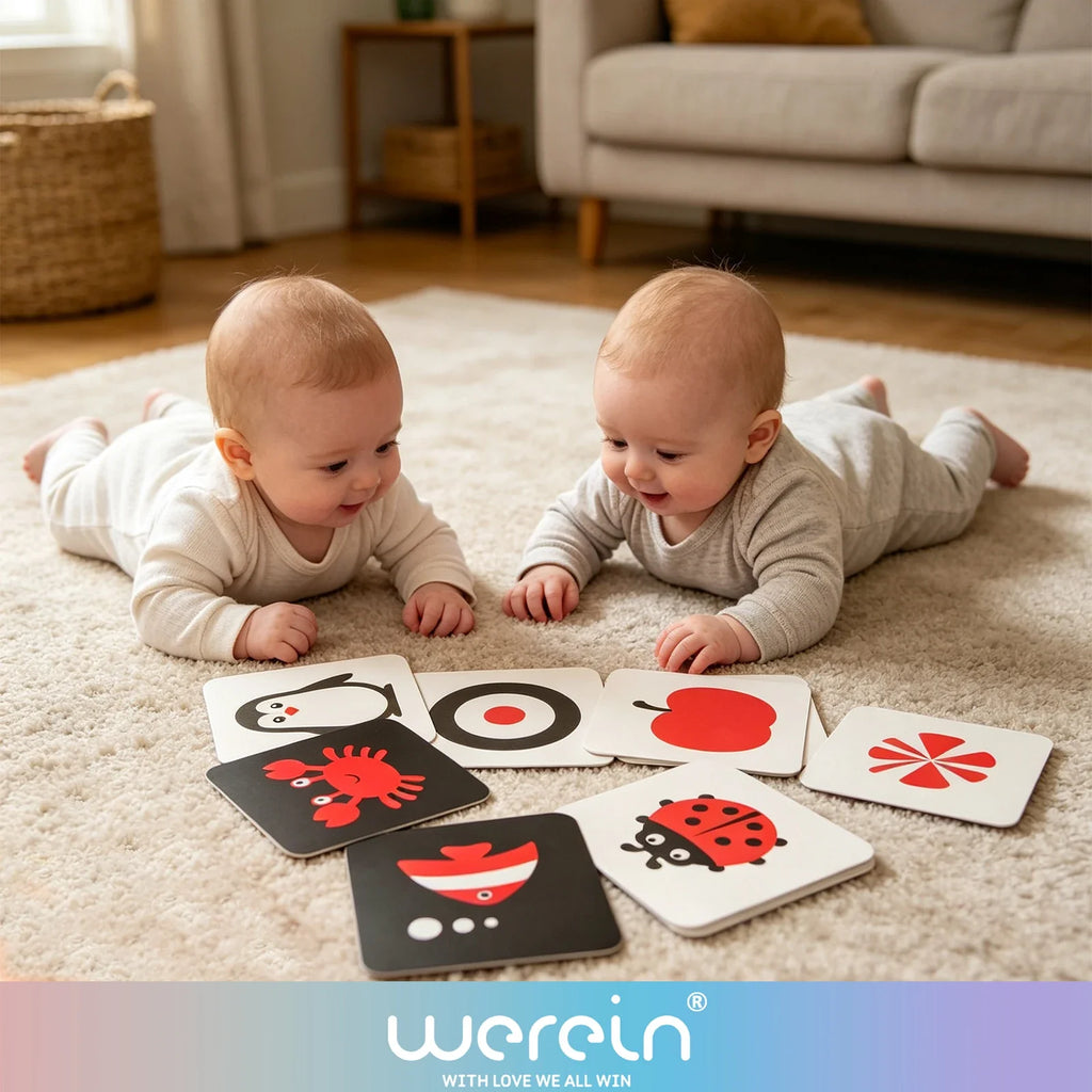 We Rein High Contrast Baby Black White Flash Cards, Newborn Visual Stimulation Cognitive Learning Toys, 0-6 Months Infant