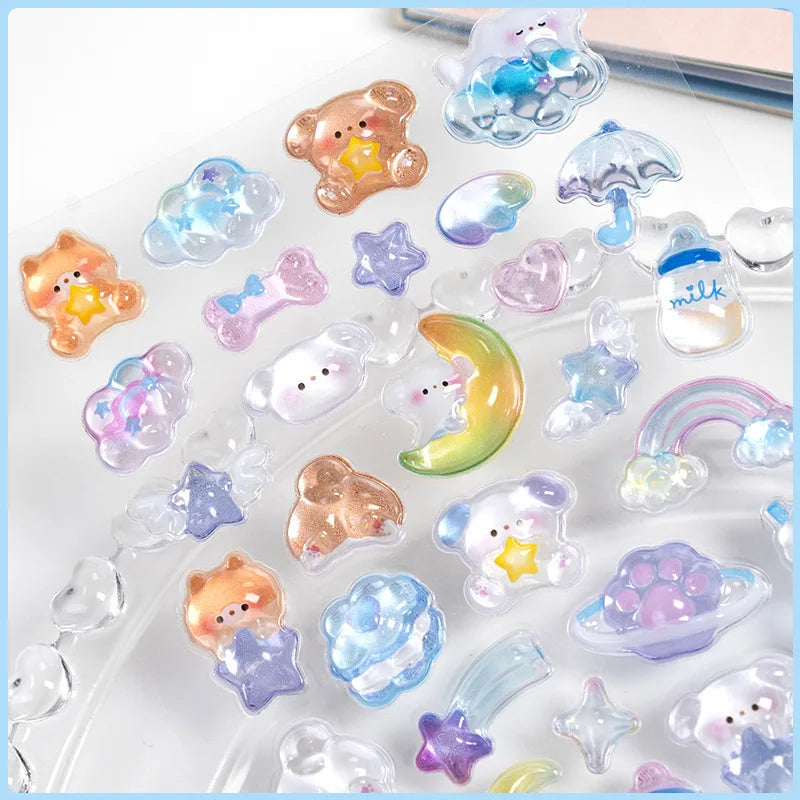 Japanese Anime Food Stamping Seal Fun | 3D Crystal Diamond Sticker Set for Kids