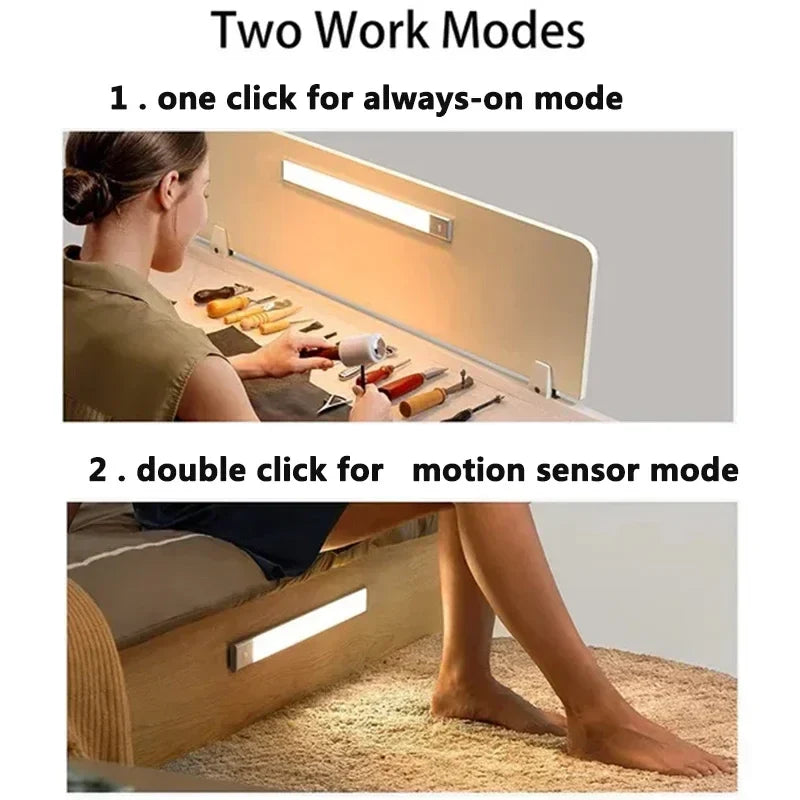 PIR Motion Sensor Rechargeable LED Night Light | Dimmable Magnetic Lamp for Closet Stairs Bar