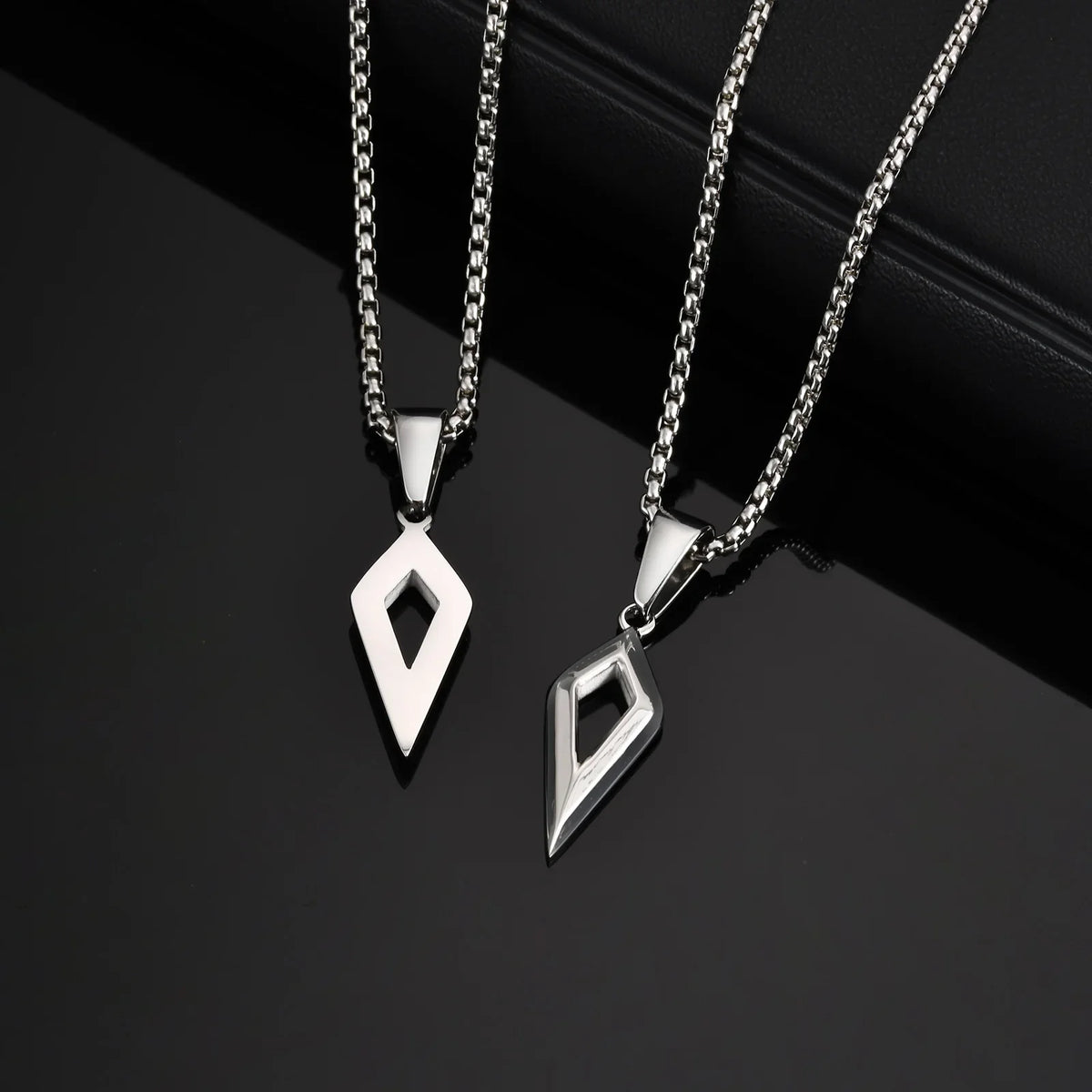 Stainless Steel Four-pointed Star Pendant Necklace | Geometric Collar Jewelry for Men