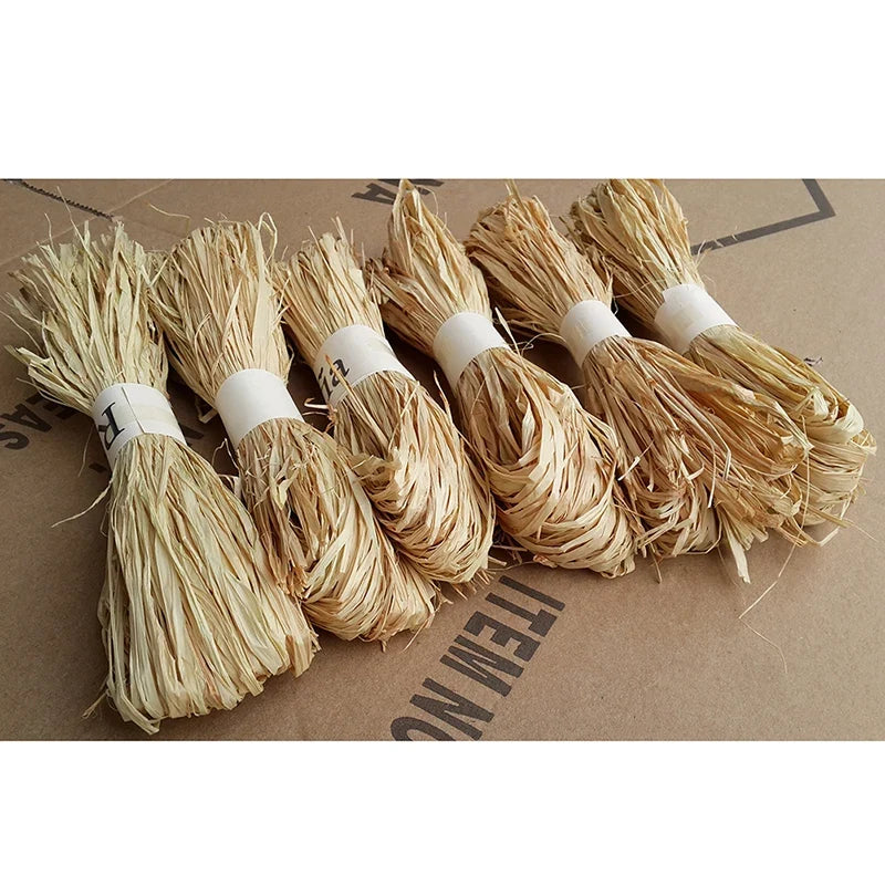 Natural Raffia Straw Rope | 50-Piece Eco-Friendly Craft Twine for Wedding Invitations, Gift Wrapping, and Party Decorations
