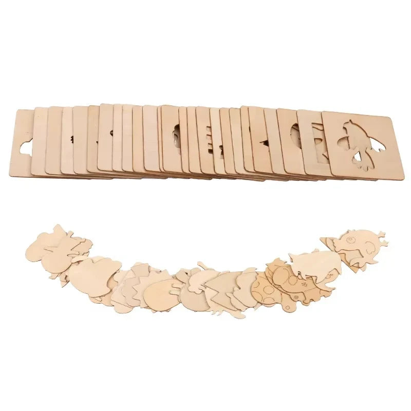 Wooden Drawing Stencils for Kids | Montessori Learning Toy Set