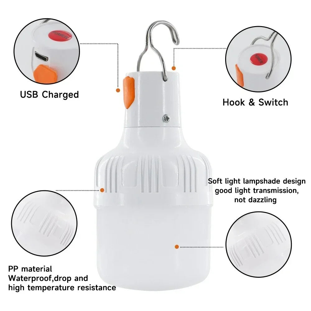 60W Rechargeable LED Camping Lantern | USB Emergency Light