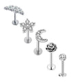 5pcs Tragus Stud Earring Set | Heart CZ Cartilage Piercing Jewelry