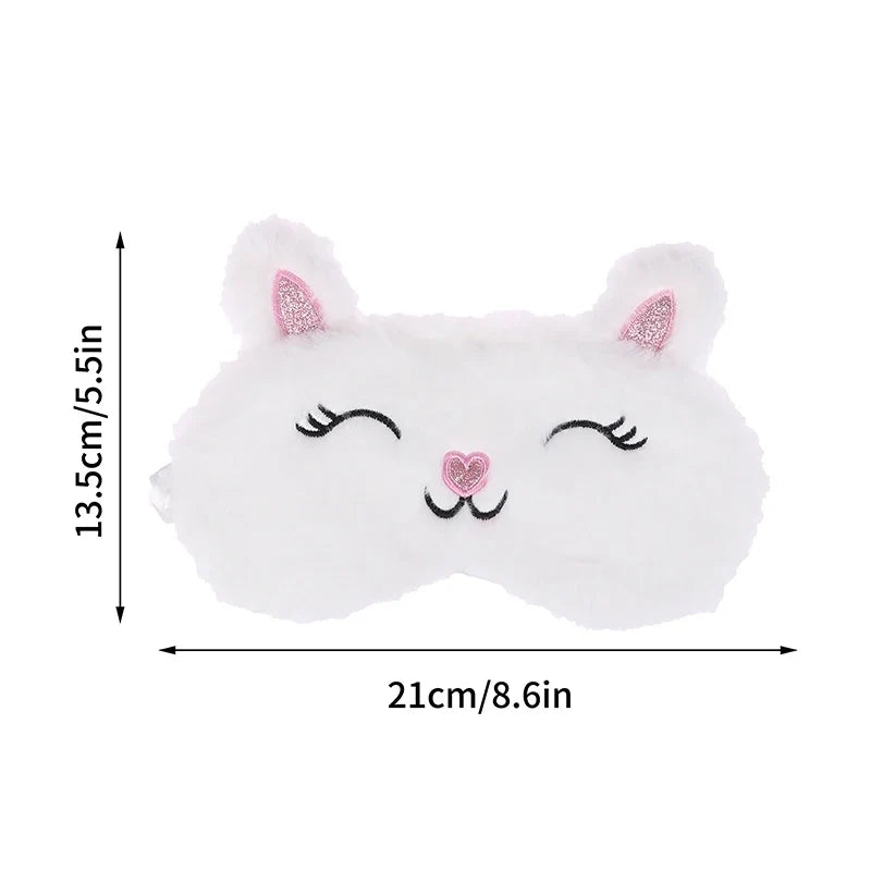 Plush Cute Grey Cat Sleep Mask | Light Blocking Eye Shade for Travel and Home