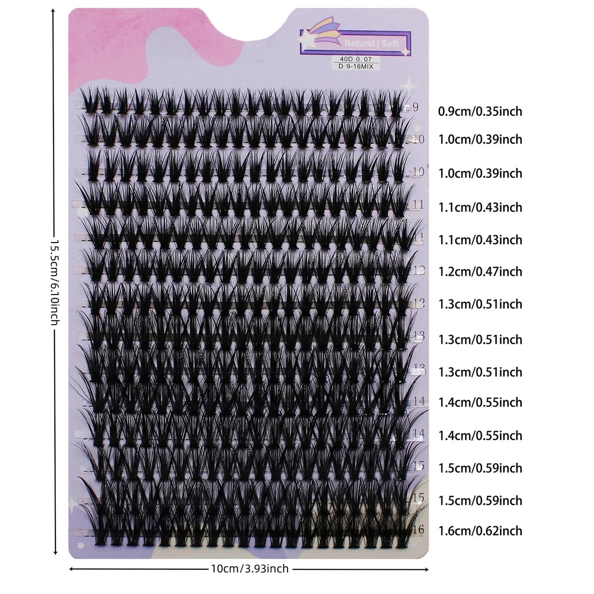 14 Rows 280 Clusters 40D Mix 9-16mm Cluster Lashes Extension | Natural Thick Strip Lashes