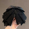 [E] French Elegant Ballet Style Lace Satin Bow Ponytail Hair Clip, Gentle And Sweet Shark Clip Hair Ornament On The Back Of Head