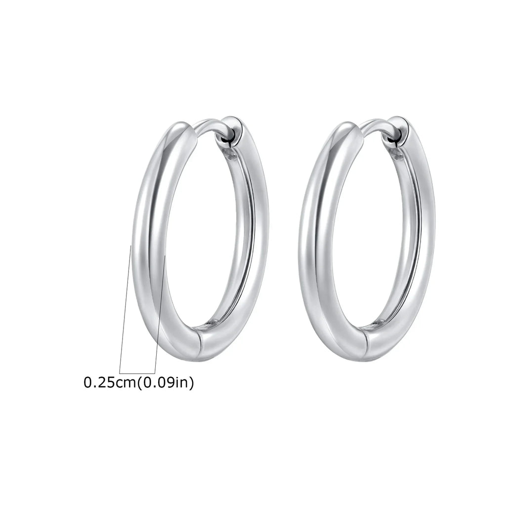 1Pair Round Hoop Earrings for Women Men | Gold Plated Stainless Steel Hypoallergenic Piercing Jewelry
