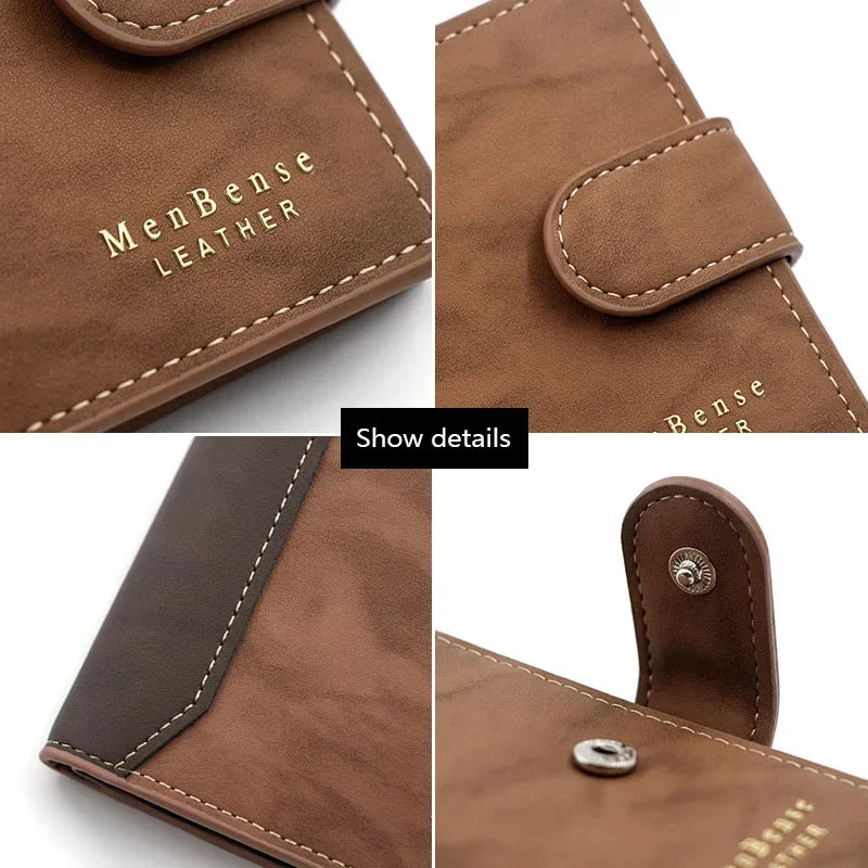 TRISJEM Slim Card Holder Wallet for Men | Short Frosted PU Leather 3-Fold