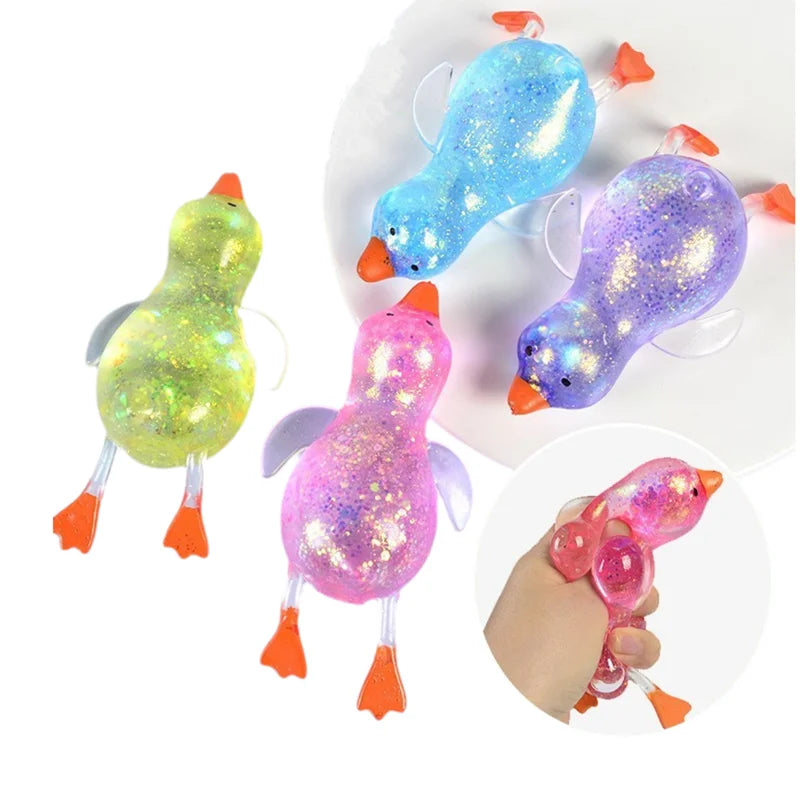 Maltose Colorful Aurora Duck Squeeze Toy | Stretchy Stress Relief Animal Toy