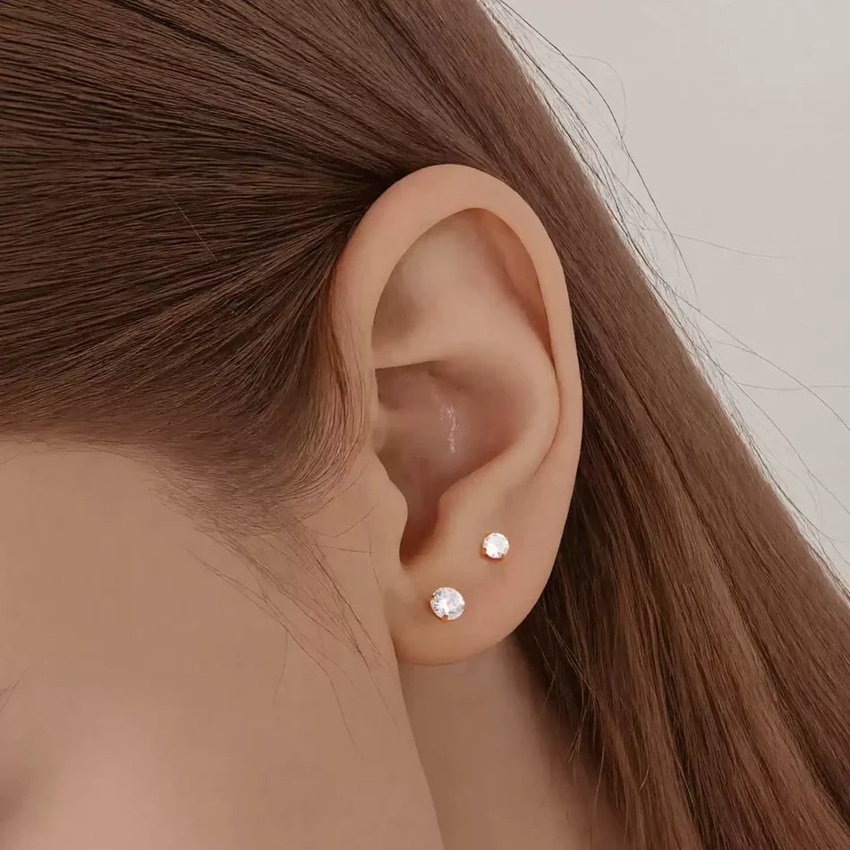 Titanium Labret Stud with Zircon Gem | Internally Threaded Body Jewelry