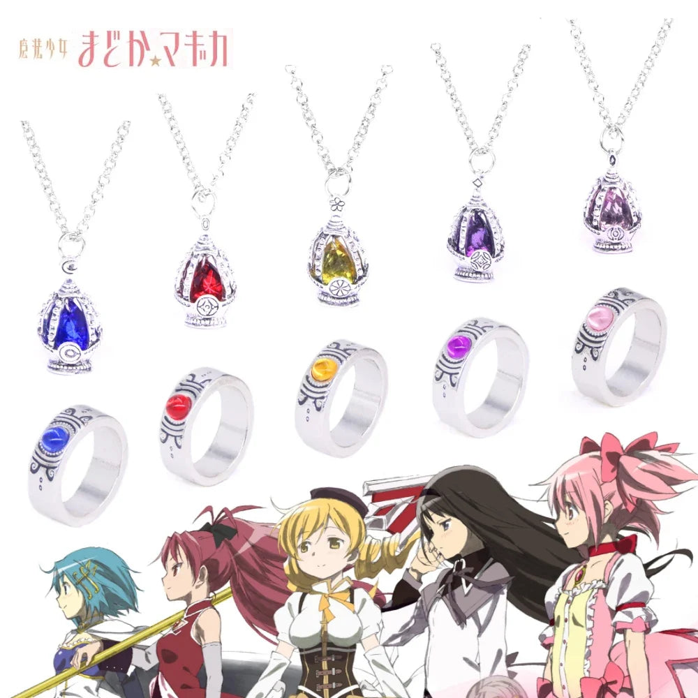 Madoka Magica Soul Gem Pendant Necklace | Anime Jewelry Set