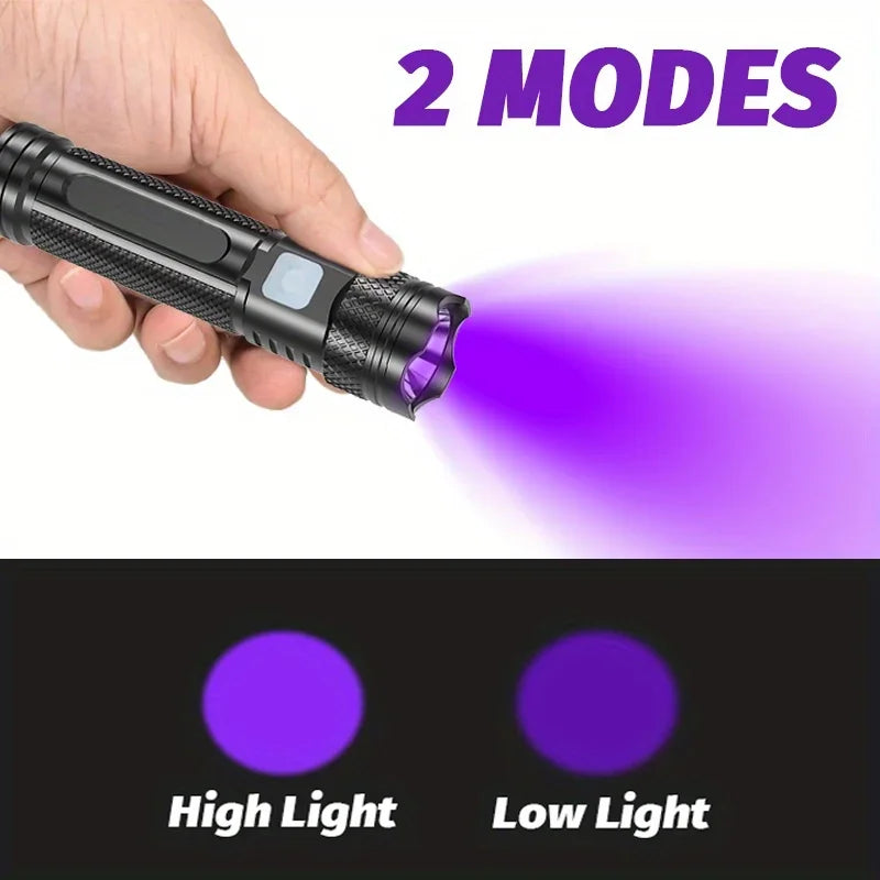 UV Flashlight Black Light | 365nm USB Rechargeable Mini Wood's Lamp