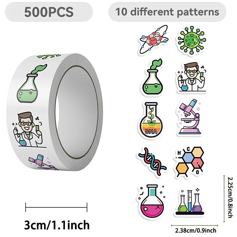 500PCS Science Lab Stickers | Waterproof Vinyl Decals for Chemistry Biology Experiments