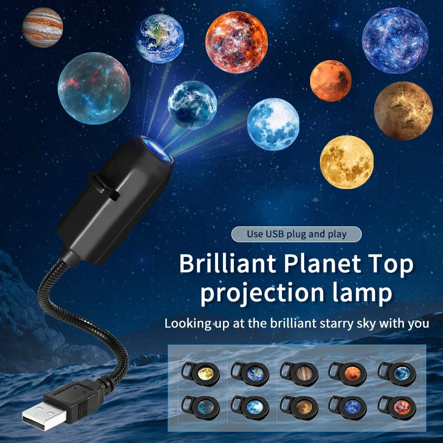 5V USB Projection Lamp with Interchangeable Theme Strips | Indoor Ceiling Decor