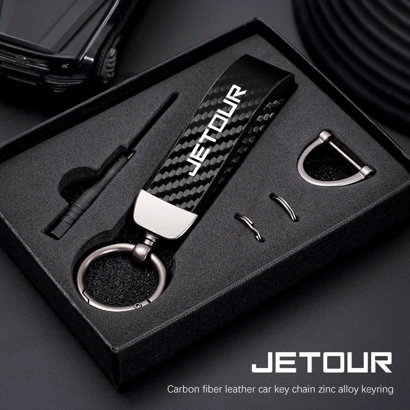 Jetour Keychain Carbon Fiber Style | Microfiber Leather Key Ring