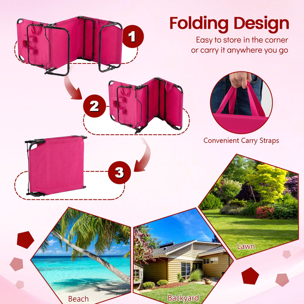Set of 2 Folding Face Down Tanning Chair with Face Hole 3 Removable Pillows