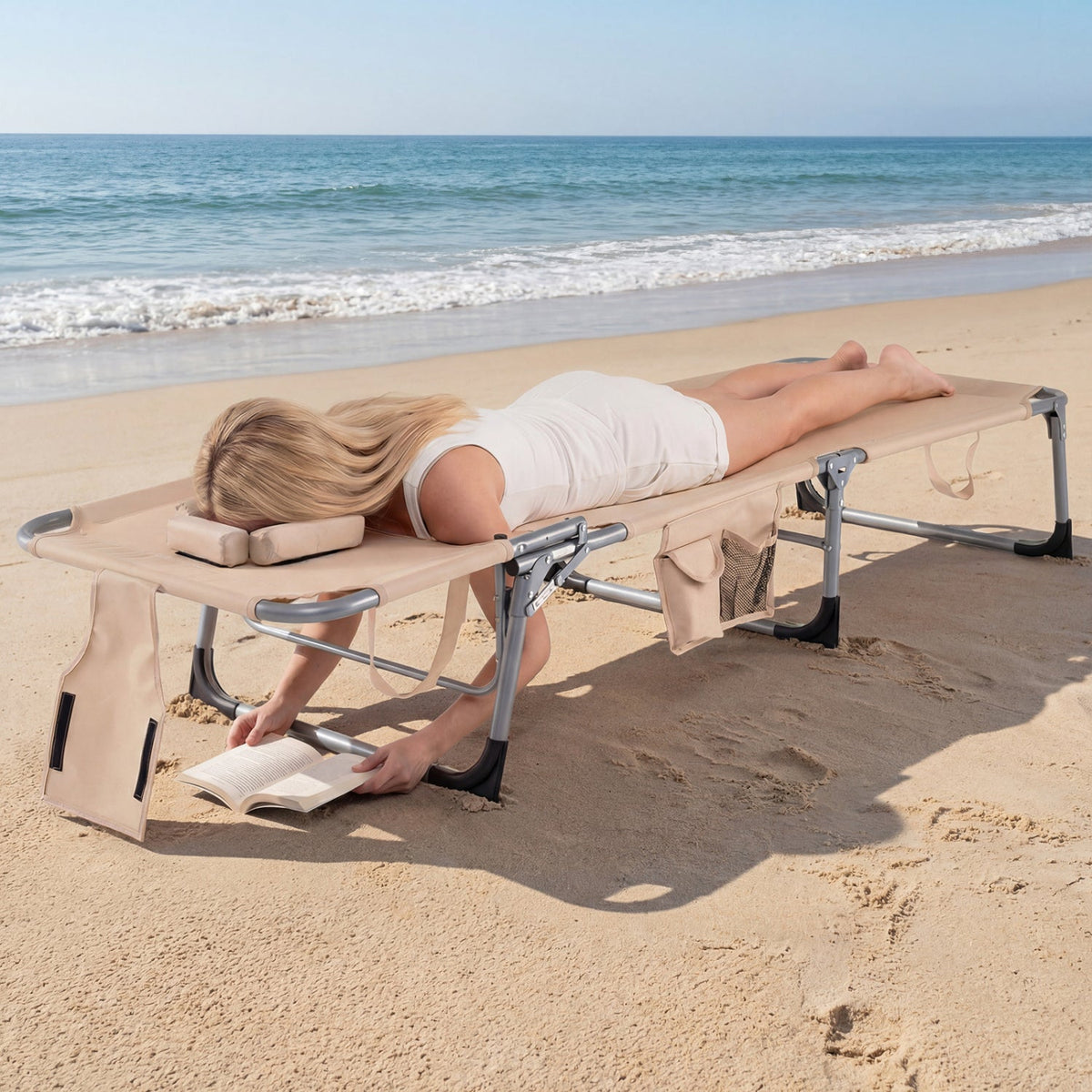 Adjustable Tanning Chaise Lounge Set of 2 with Face Hole